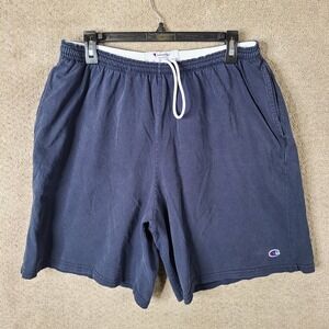 Champion Shorts Mens XL Blue Jersey Navy Athletic Cotton Drawstring Pockets